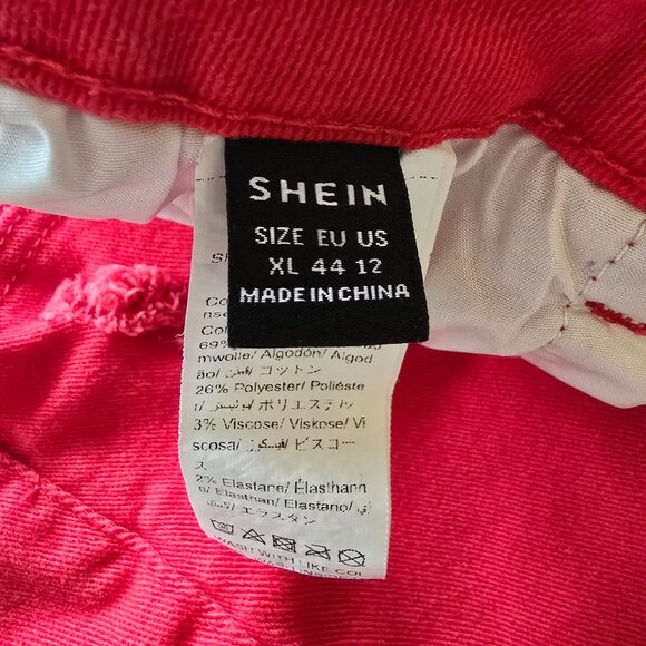 Womens Red Cut Off Size XL Denim Jean Shorts Shein Extra Large - Picture 2 of 6
